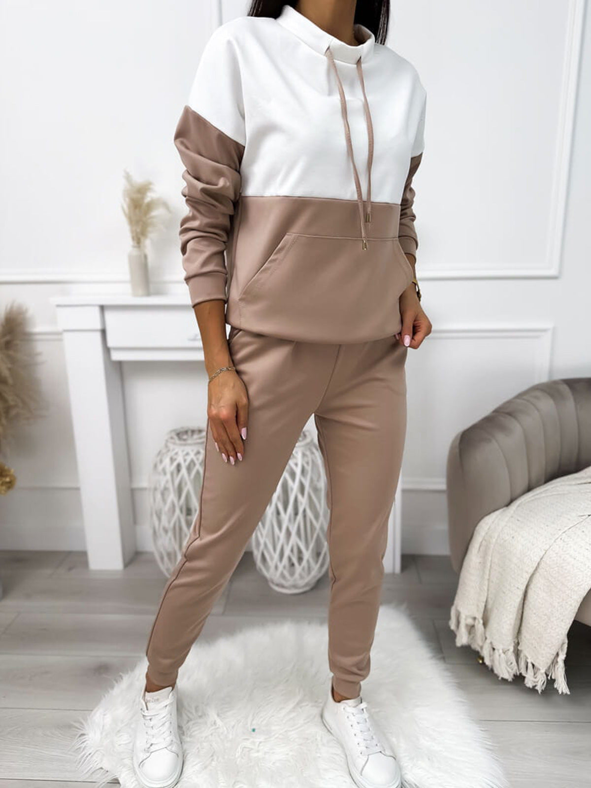 Damen Sportliches Lounge-Set Kapuze Elastischer Bund Norvielle