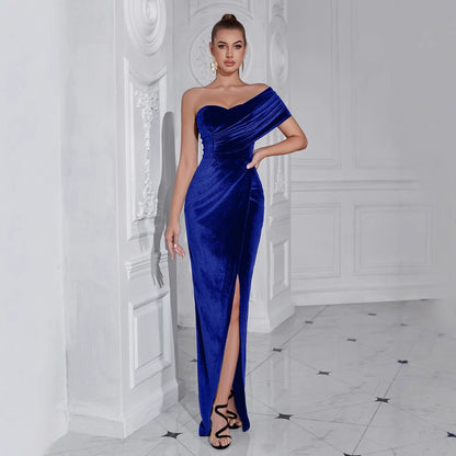 Damen Abendkleid Schulterfrei Seide Norvielle