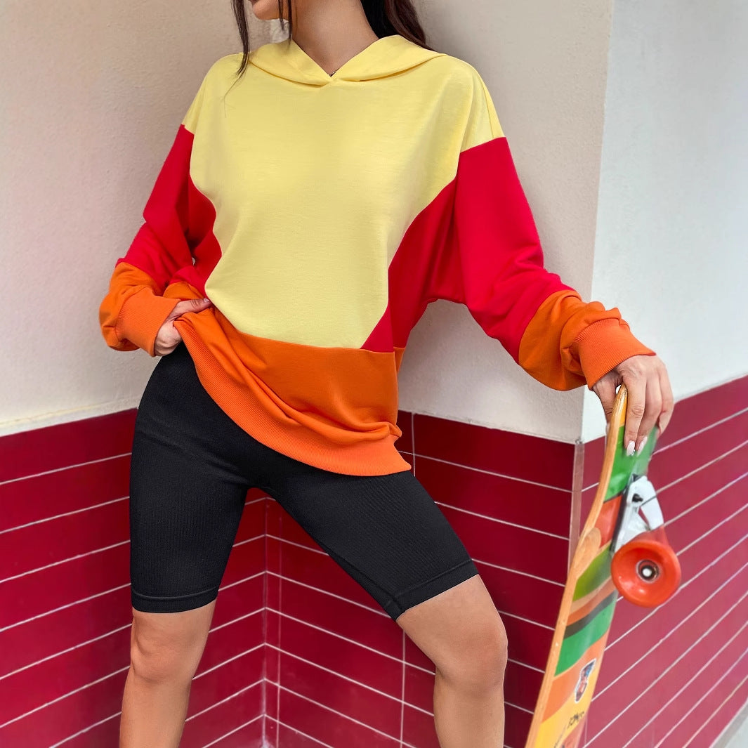 Damen Kapuzenpullover Bunt Farbblockdesign Norvielle