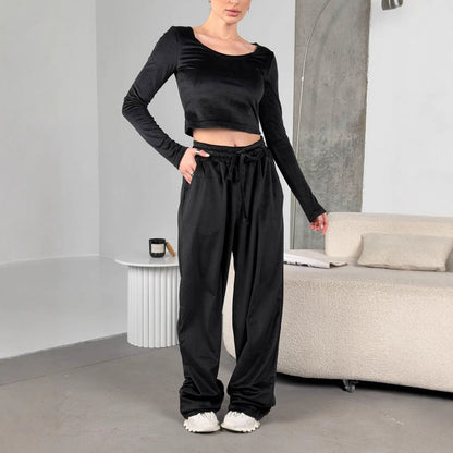 Damen Velours-Hose Cropped Bequem