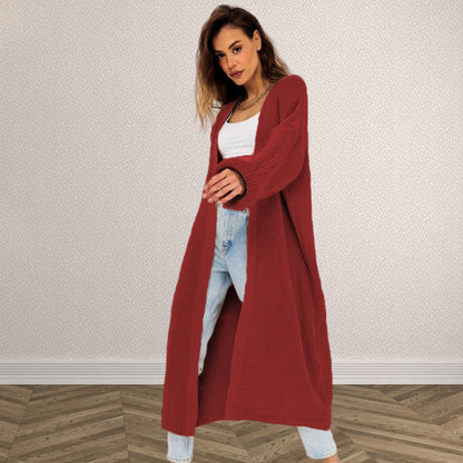 Damen Grobstrick Cardigan Offenes Frontdesign Tiefen Taschen Norvielle