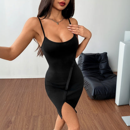 Damen Minikleid Spaghettiträger Figurbetont
