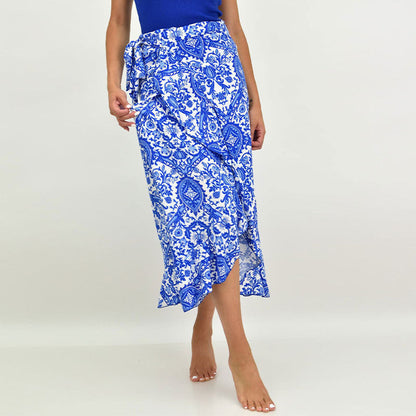 Damen Wickelrock Asymmetrisch Floralmuster