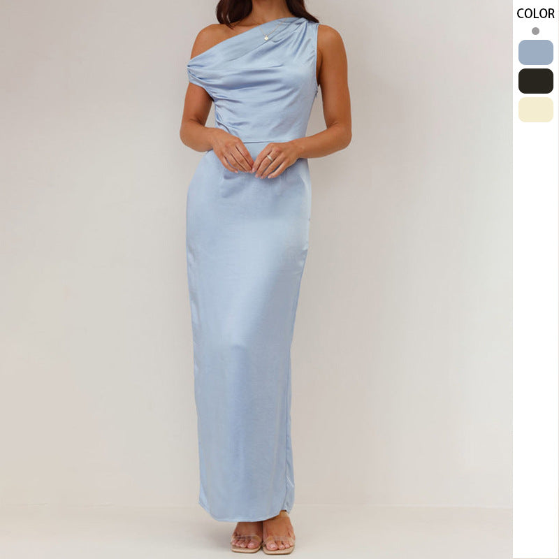 Damen Maxikleid mit Ausschnitt und Raffung Norvielle - Norvielle