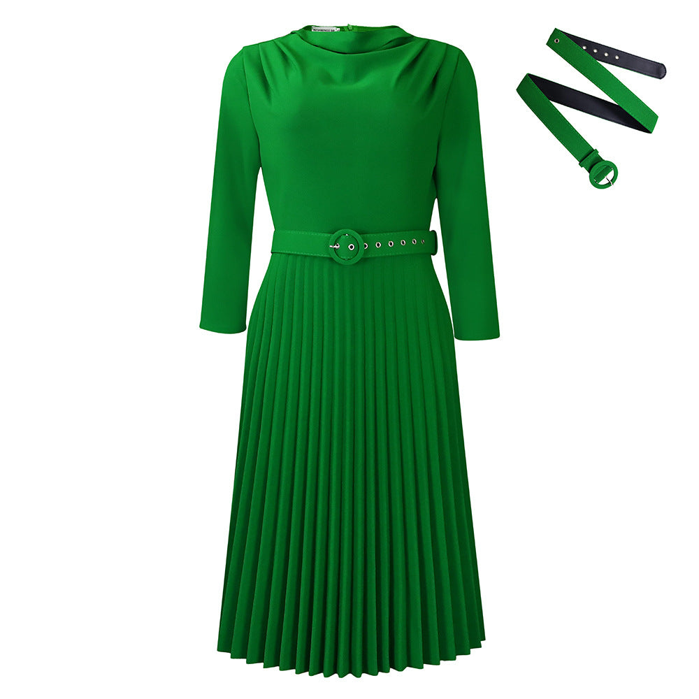 Damen Midikleid Plissee Tailliert Norvielle
