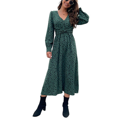 Damen Maxikleid mit Knotendetail und Voluminösen Ärmeln