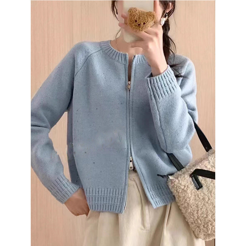 Damen Strickjacke Reißverschluss Hochkragen Norvielle