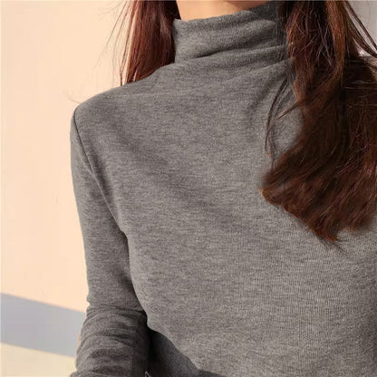 Damen Langarmshirt Hochkragen Baumwolle Norvielle