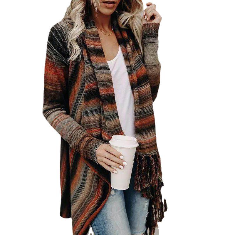Damen Poncho mit Fransen Gemütlich Norvielle