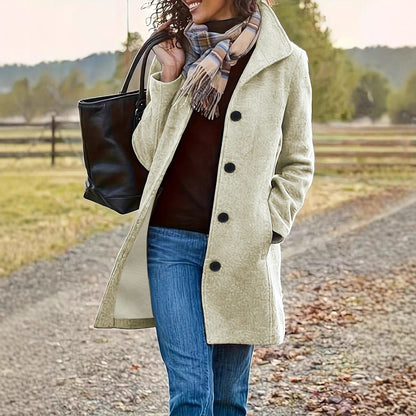 Damen Wollmantel Modern Kragen Praktische Taschen