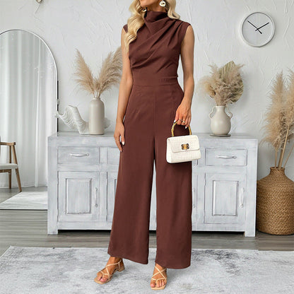 Damen Jumpsuit Hochkragen Weitbein Norvielle