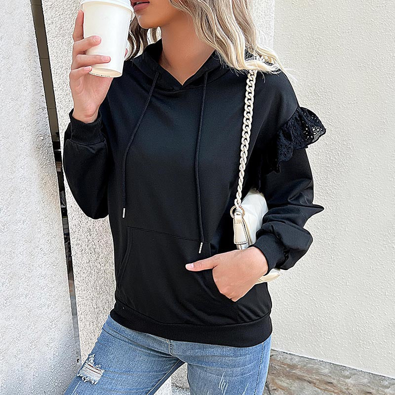 Damen Kapuzenpullover Rüschendetails Elegant Norvielle