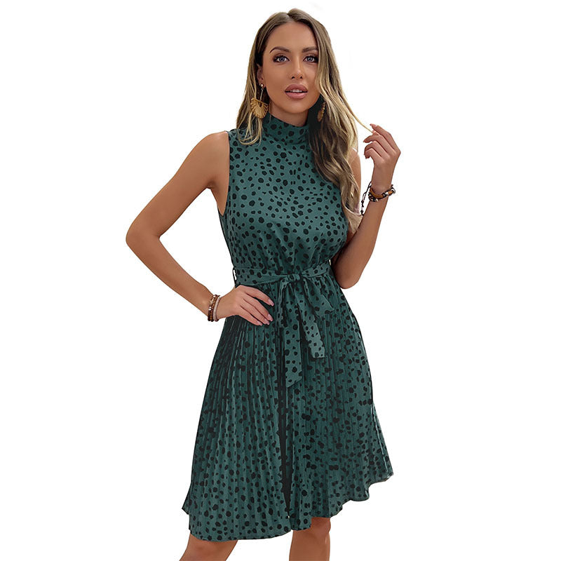 Damen Ärmelloses Maxikleid Hochgeschlossen Taillierbar