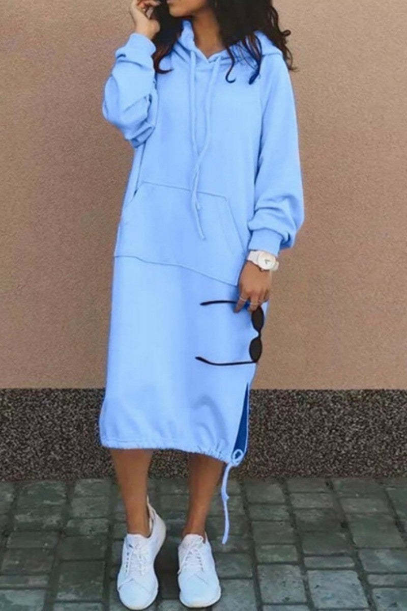 Damen Hoodie-Kleid Eingrifftaschen Regulierbarer Saum Norvielle