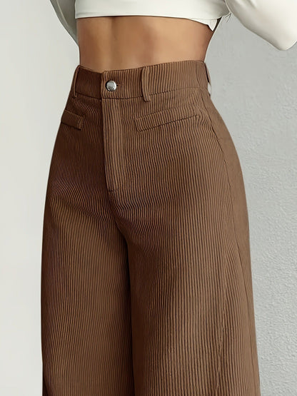Damen Cordhose Weite Passform Hoher Bund Lang