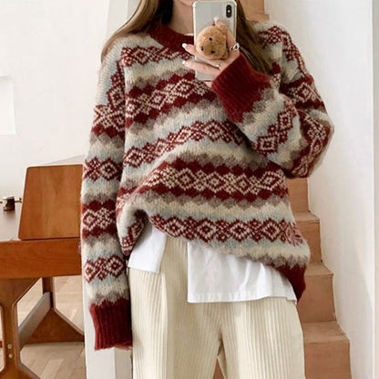 Damen Strickpullover Gemustert Herzförmig Norvielle