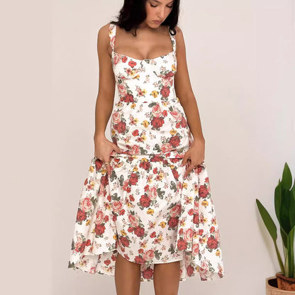 Damen Maxikleid Floral Muster Tailliert Leicht Norvielle
