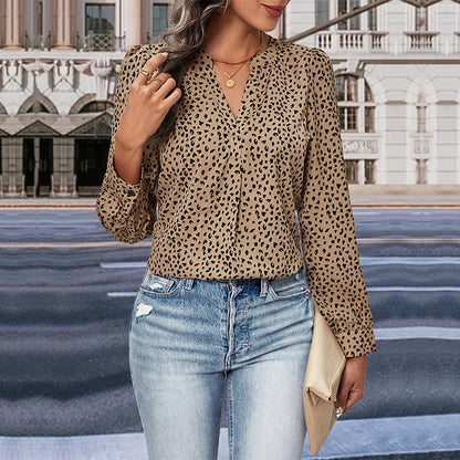Damen Bluse Rüschendetails Punktmuster Norvielle