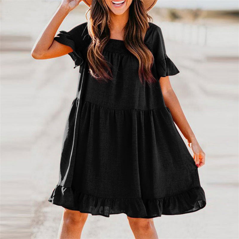 Damen Sommerkleid Rüschendetails Weite Ärmel Norvielle