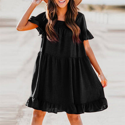 Damen Sommerkleid Rüschendetails Weite Ärmel Norvielle
