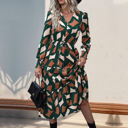 Damen Maxikleid Tailliertes Oberteil Mustermix - Norvielle