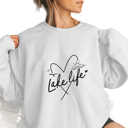 Damen Sweatshirt Kurzärmelig Herzmotiv