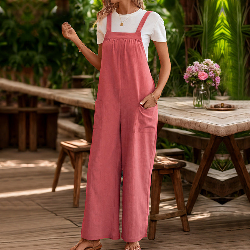 Damen Latzhose Weites Bein Praktische Taschen Norvielle