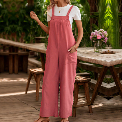 Damen Latzhose Weites Bein Praktische Taschen Norvielle