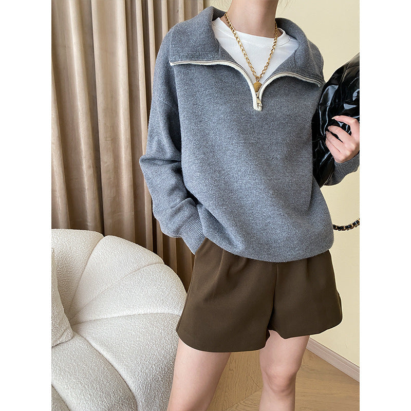 Damen Pullover Halb-Reißverschluss Lässiger Schnitt Norvielle - Norvielle