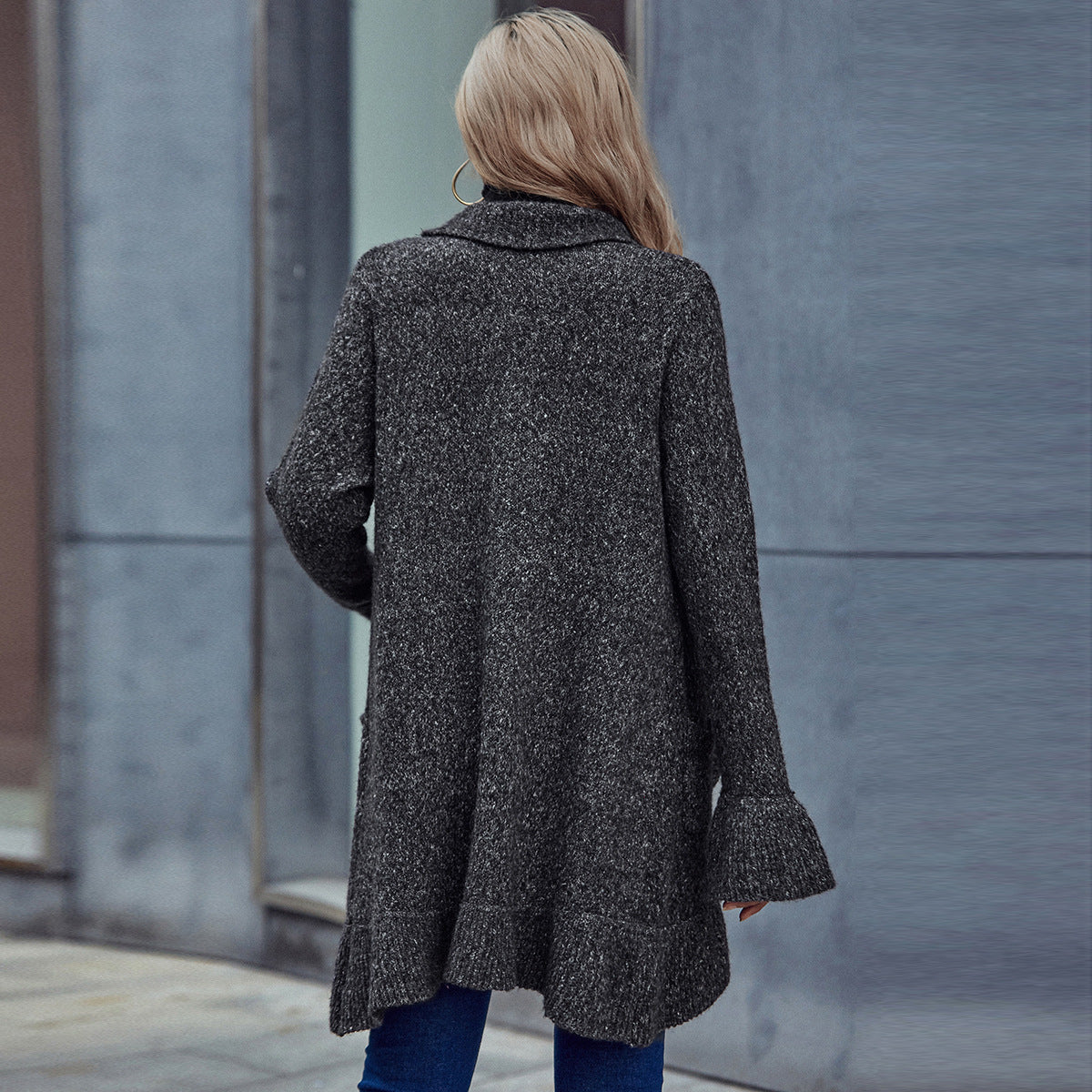 Damen Strickcardigan Offener Schnitt Praktische Taschen Norvielle