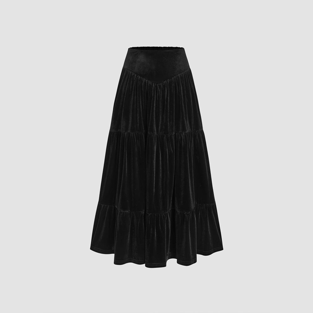 Damen Rüschenshirt Set mit Maxi-Rock