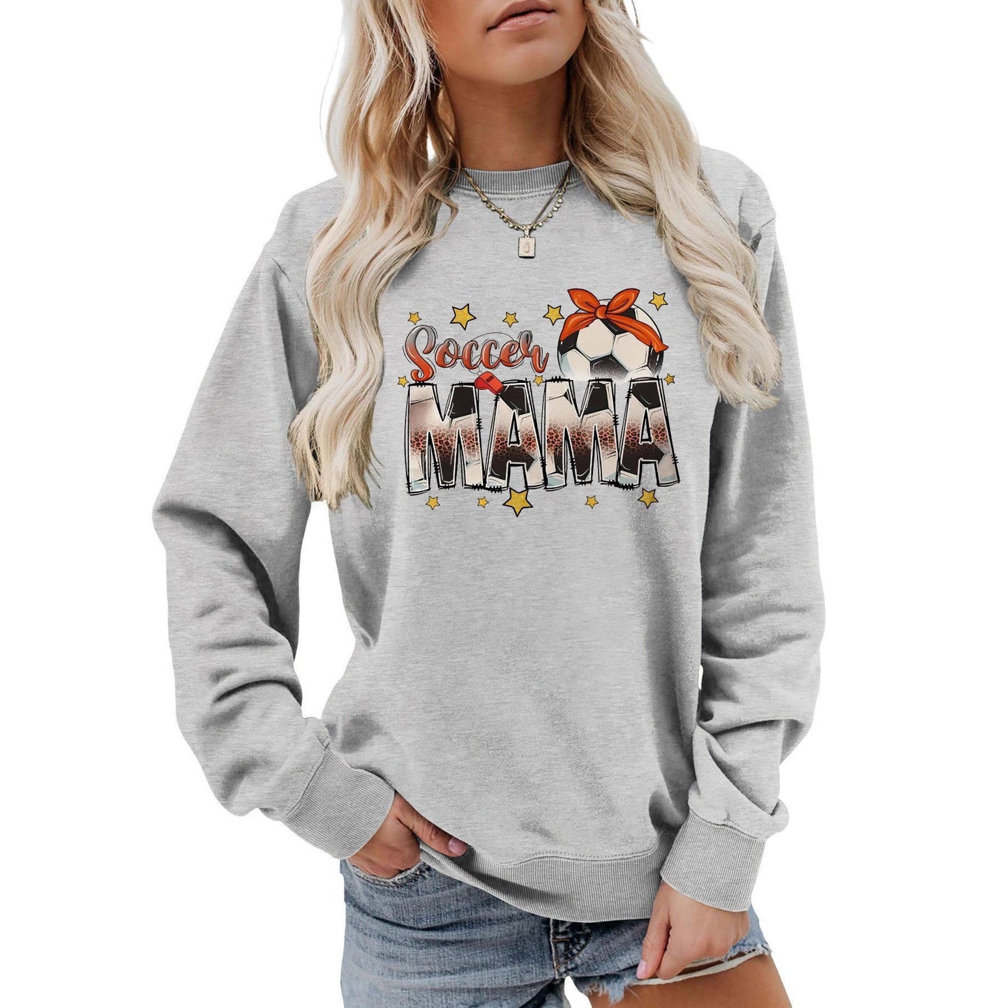 Damen Sweatshirt Soccer Mama Aufdruck Bequem Norvielle