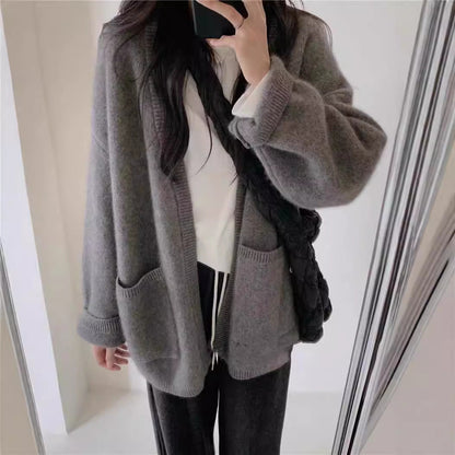 Damen Strickcardigan mit V-Ausschnitt und Taschen Norvielle - Norvielle