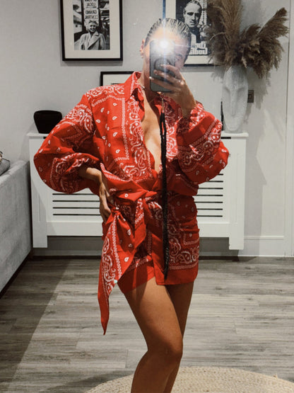 Damen Kimono-Jacke Bandana-Optik Tailliert Norvielle