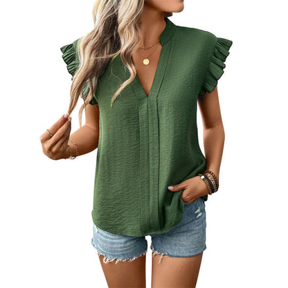 Damen Bluse V-Ausschnitt Rüschen Norvielle