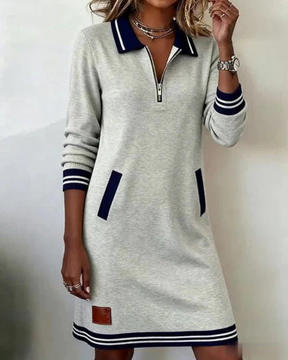 Damen Polo-Kleid Sport-Look Baumwolle Reißverschluss