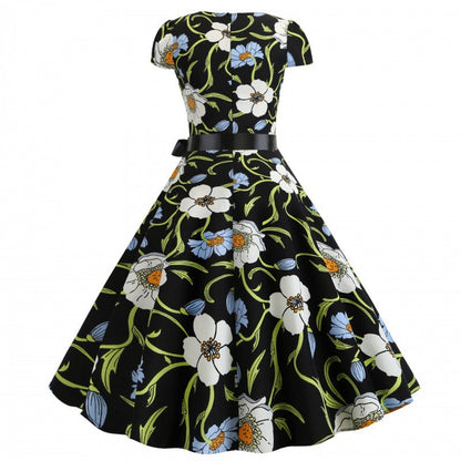 Damen Swingkleid Florales Design Elegante Taillierung Norvielle