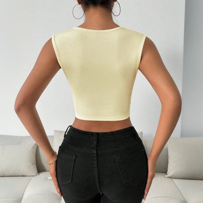 Damen Crop- mit V-Ausschnitt und Hüftbund