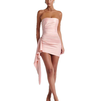 Damen Wickelkleid Schulterfrei Drapierung Norvielle