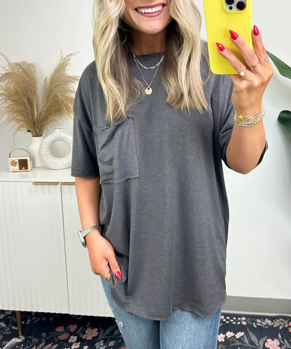 Damen Oversized T-Shirt mit Tasche aus Baumwolle