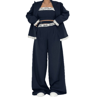 Damen Elegantes Zweiteiliges Set mit Spitzen-Details