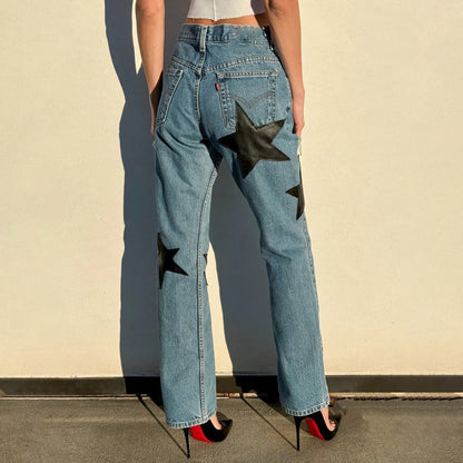Damen Jeans Mit Sternenapplikationen