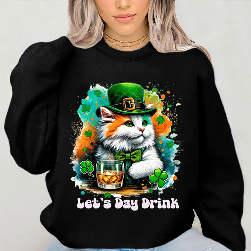 Damen Sweatshirt Katzenmotiv Lustig Weiß