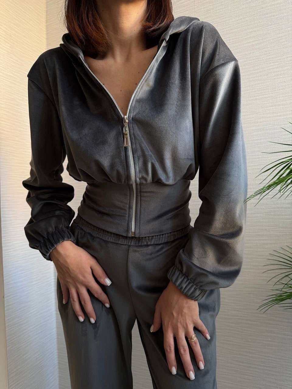 Damen Lounge-Set mit Kapuze elastischer Bund Norvielle