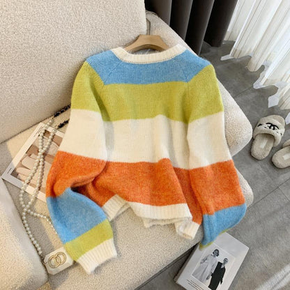 Damen Strickjacke Farbenfroh Knöpfe Lässig Norvielle