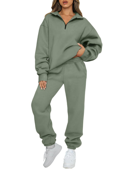 Damen Sweatpants-Set Stehkragen Kängurutasche Norvielle