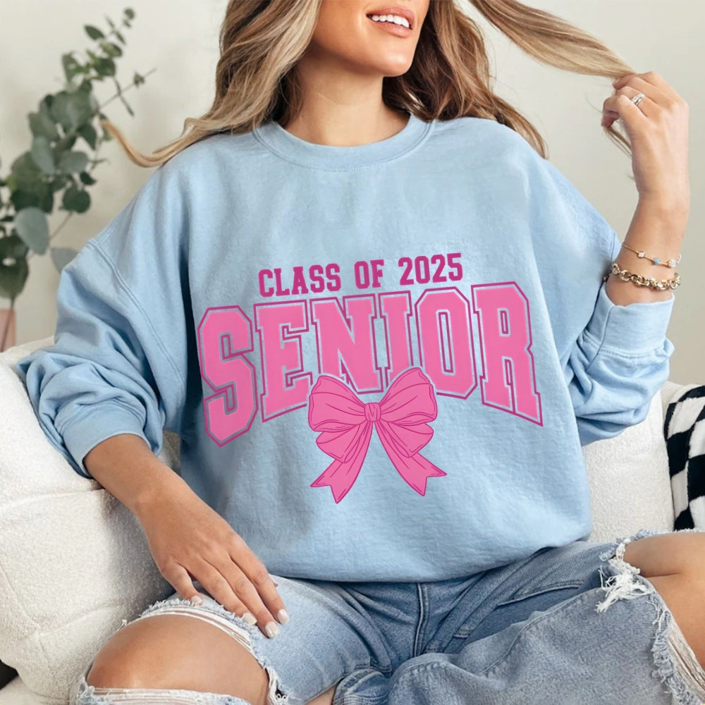 Damen Sweatshirt Abschlussjahr Schleifendesign Grau