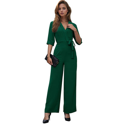 Damen Jumpsuit mit Taillengürtel Weitbein