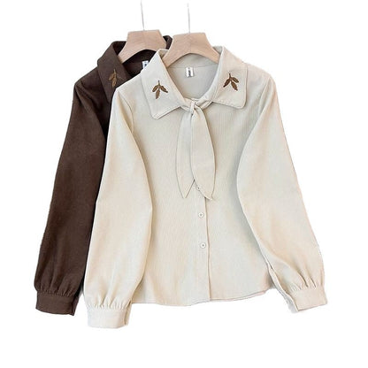 Damen Bluse Schleifenkragen Elegante Seide Weiß