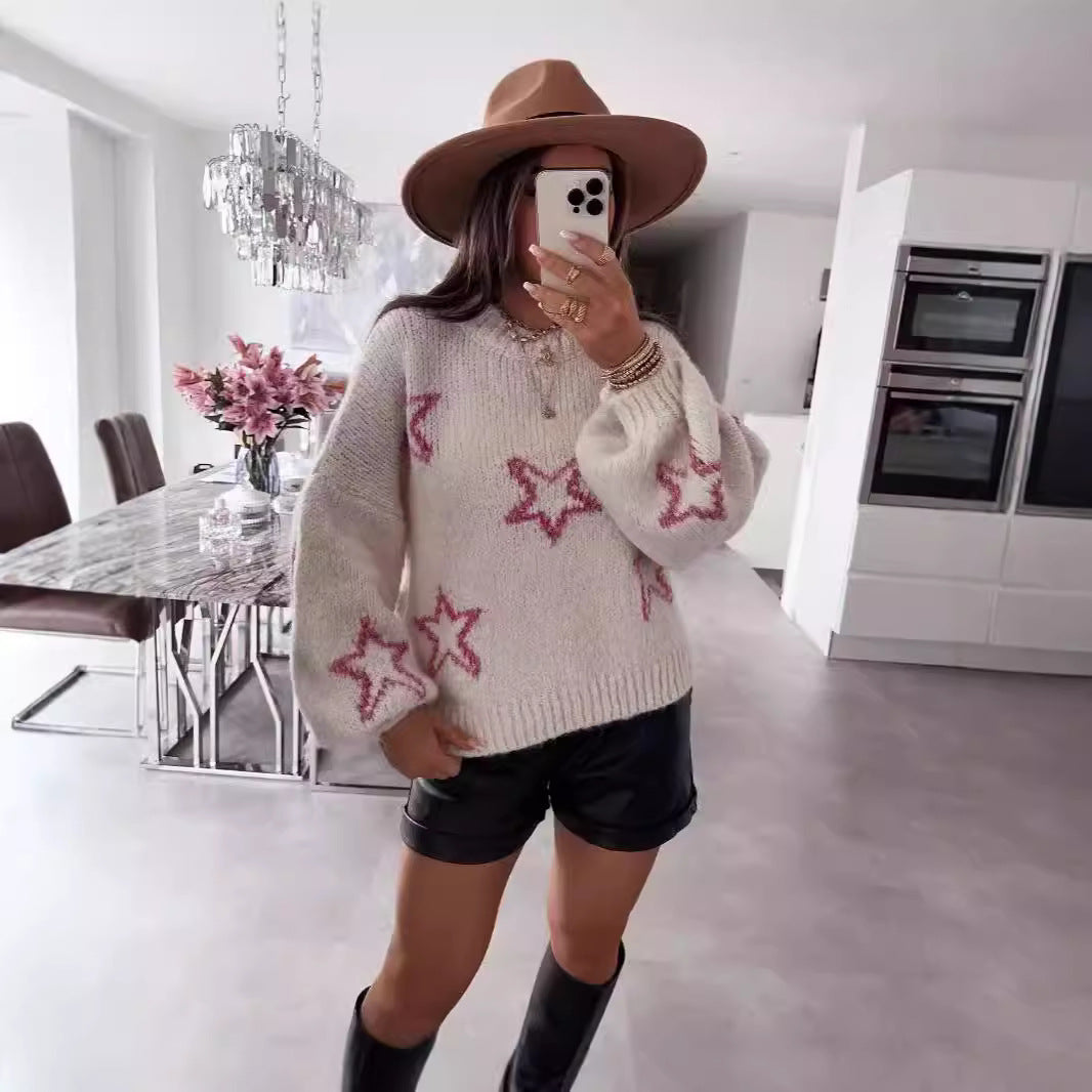 Damen Strickpullover Sternenmotiv Kuschelig Norvielle